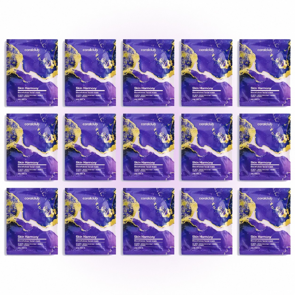 Біоцелюлозна маска Skin Harmony з морською водою, 15 саше по 25 мл